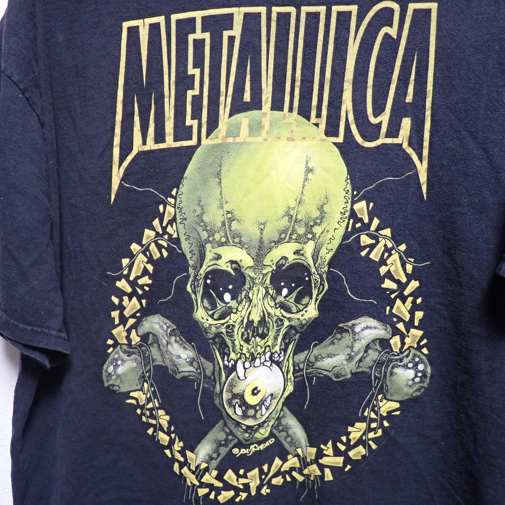 Metallica No Leaf Clover Pushead Skull T-Shirt Hanes Heavyweight 2XL Black